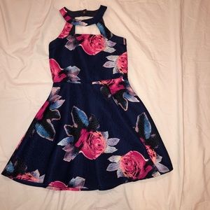 girls miss behave floral halter top dress